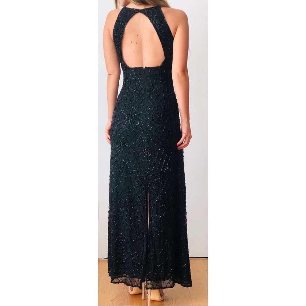 Vintage Black Beaded SPIDERWEB Dress XS - Picture 7 of 9